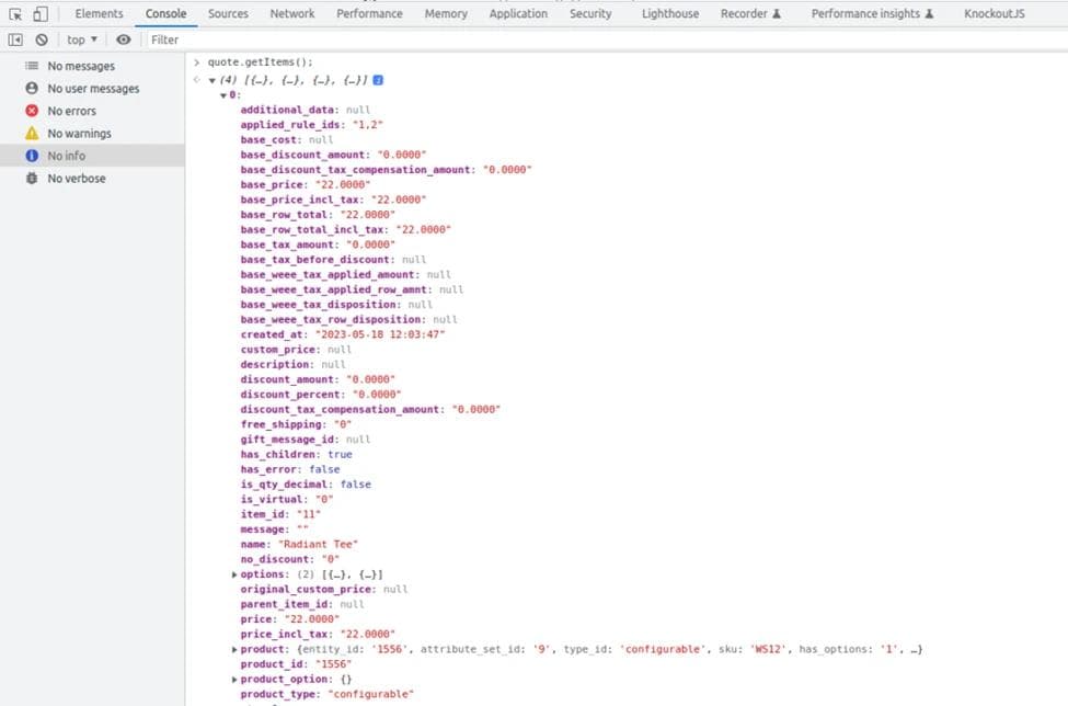 Detailed Output - getItems